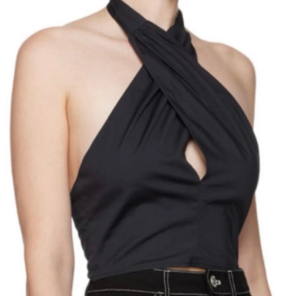 NWOT STAUD Kai Crisscross Halter Top in Black SZ 12